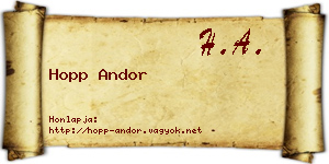 Hopp Andor névjegykártya